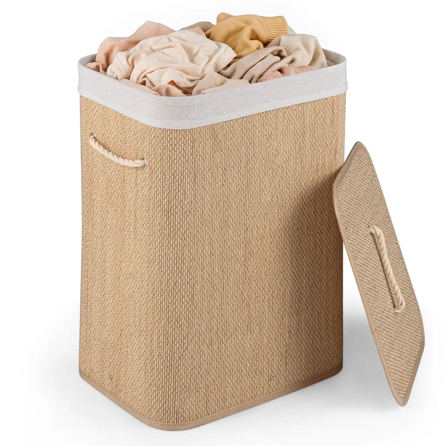 Large Bamboo Laundry Hamper with Removable Liner