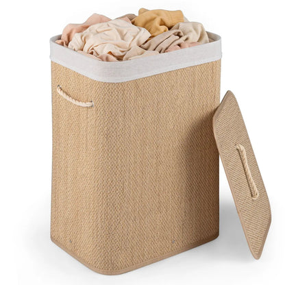 Large Bamboo Laundry Hamper with Removable Liner