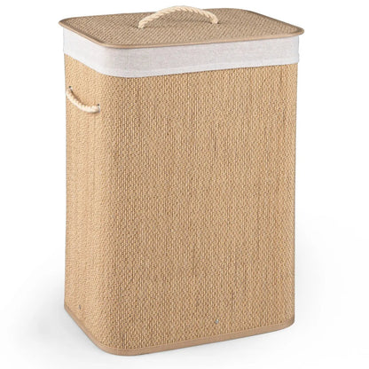 Large Bamboo Laundry Hamper with Removable Liner