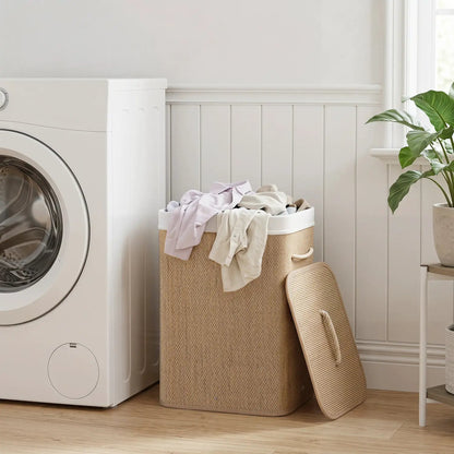 Large Bamboo Laundry Hamper with Removable Liner