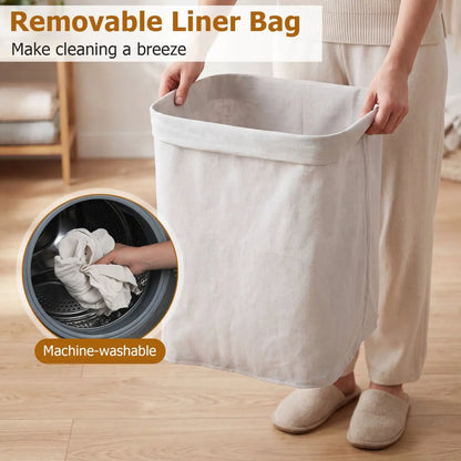 Large Bamboo Laundry Hamper with Removable Liner