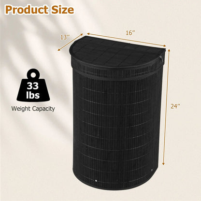 19 Gallon Bamboo Laundry Hamper with Zippered Lid