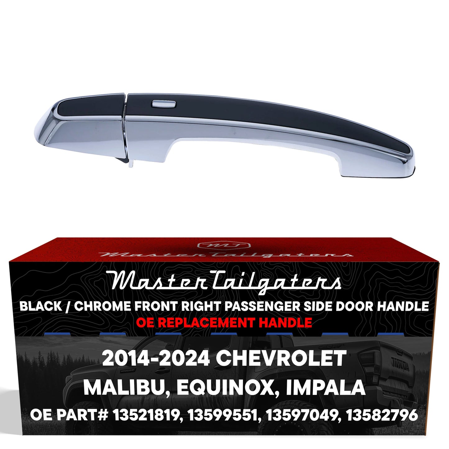Exterior door handle Black/Chrome, front right passenger side, Master Tailgaters on Tampa Home & Garden Store