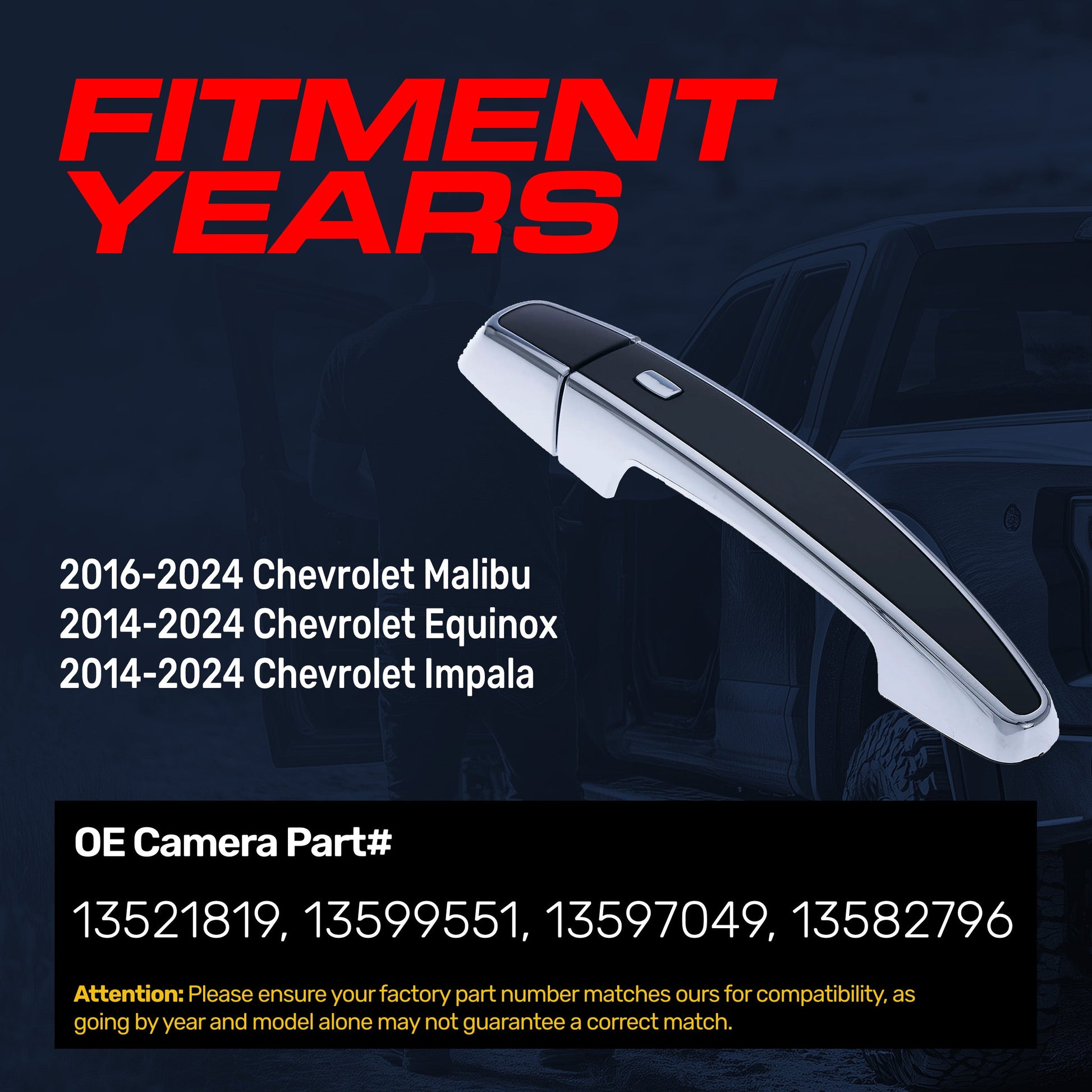 Exterior door handle black/chrome for Chevy Malibu/Equinox/Impala front-right no keyhole on Tampa Home & Garden Store