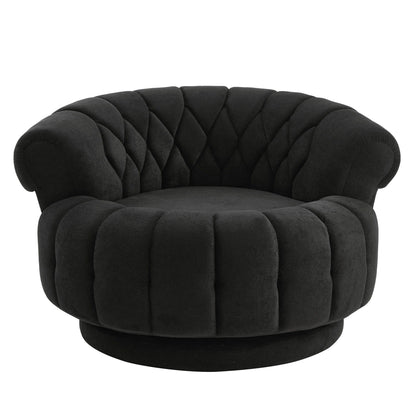 Round swivel accent chair in black tufted fabric by HouseOfZazla, plush armchair on Tampa Home & Garden Store