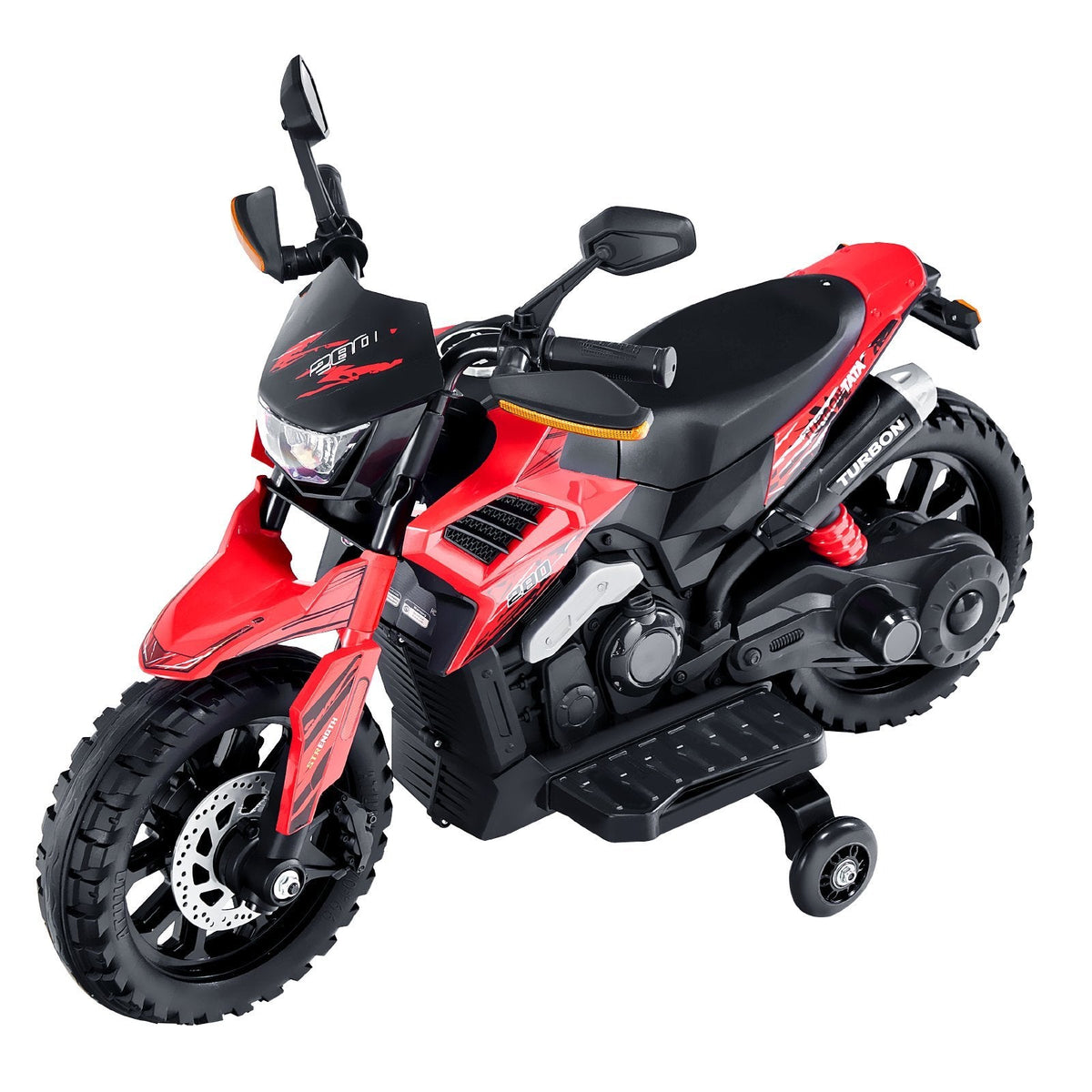 Kids' 12V electric ride-on motorcycle red and black with LED headlights by UpTrend Deals on Tampa Home & Garden Store
