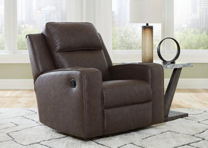 Lavenhorne rocker recliner granite brown leather with side lever on Tampa Home & Garden Store