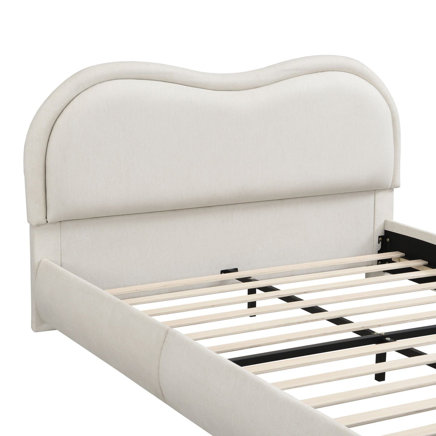 Upholstered Platform Bed with Curved Headboard
