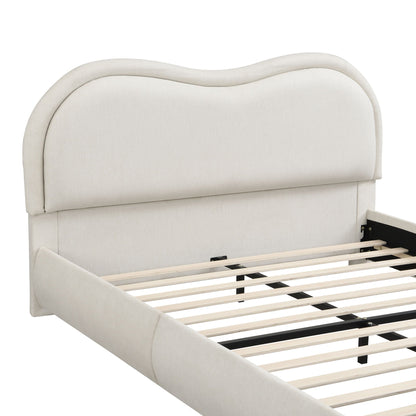Upholstered Platform Bed with Curved Headboard