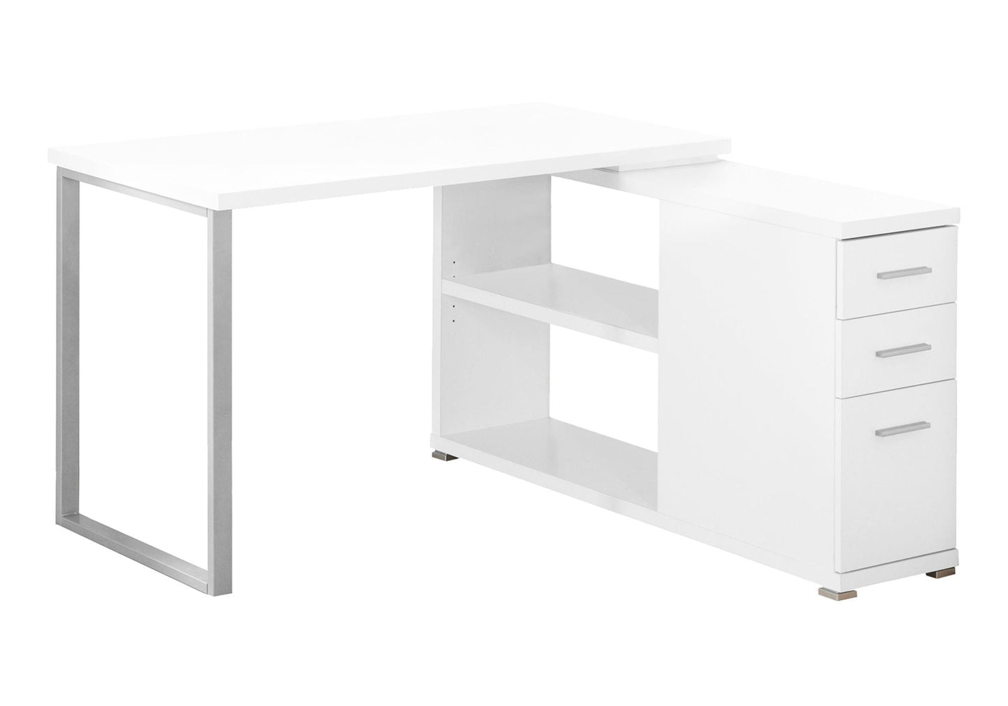 L-Shape Computer Desk with Storage Drawers white finish, metal frame HouseOfZazla desk on Tampa Home & Garden Store