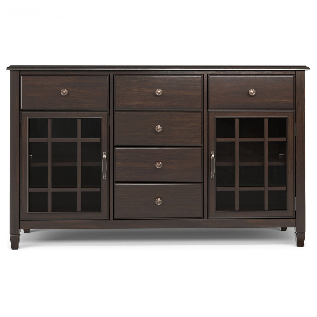 Connaught Sideboard Buffet with glass doors and ample storage in dark brown finish on Tampa Home & Garden Store