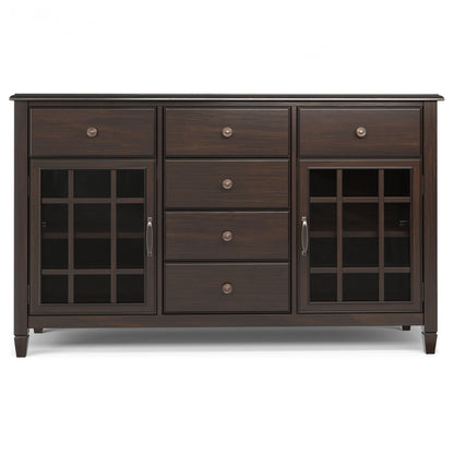 Connaught Sideboard Buffet with glass doors and ample storage in dark brown finish on Tampa Home & Garden Store