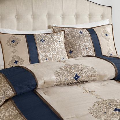Cal King 7 Piece Jacquard Comforter Ensemble