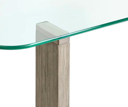 Bartlett Rectangular End Table by Unique Piece Furniture with glass top edge and wood post on Tampa Home & Garden Store