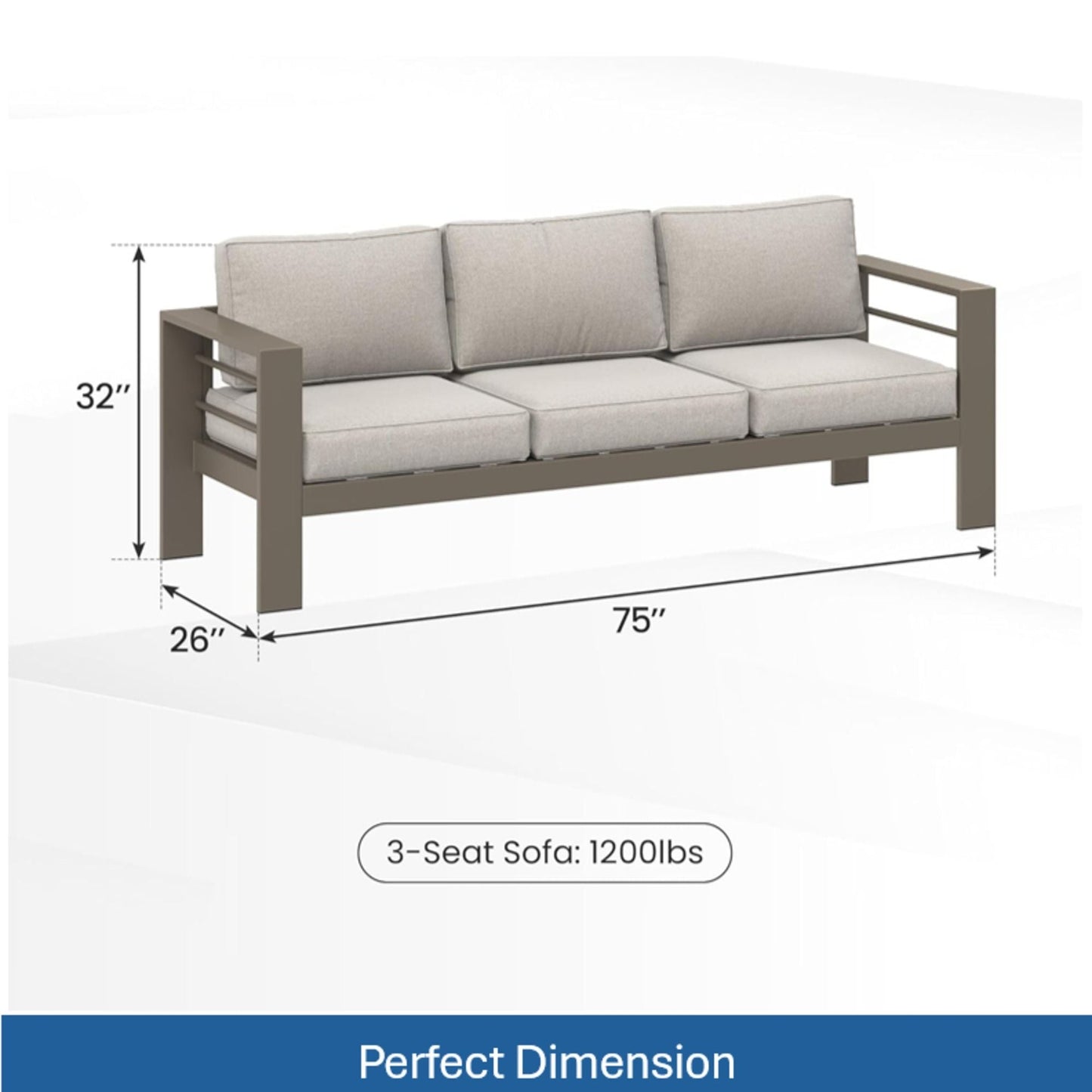 All Weather Patio Sofa and Plush Seat Cushions
