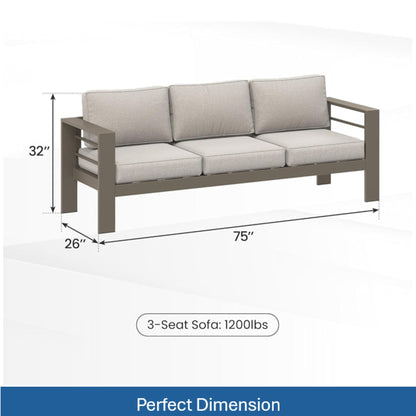 All Weather Patio Sofa and Plush Seat Cushions