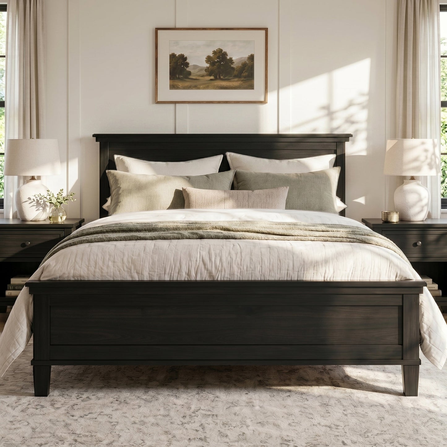 Full Size Modern Wood Bed Frame and Headboard