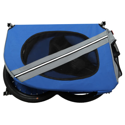 Large folding bike trailer for dogs by HouseOfZazla in blue with mesh window and reflective gray trim on Tampa Home & Garden Store