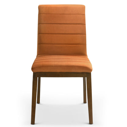 Modern dining chair set, orange upholstery with solid wood base, HouseOfZazla, set of 2 on Tampa Home & Garden Store