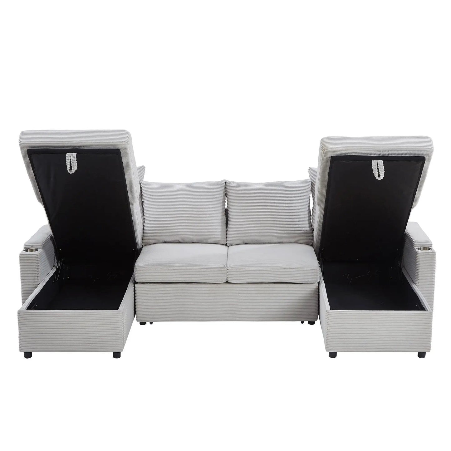 U Shaped Sectional Sofa Bed with Storage Chaise