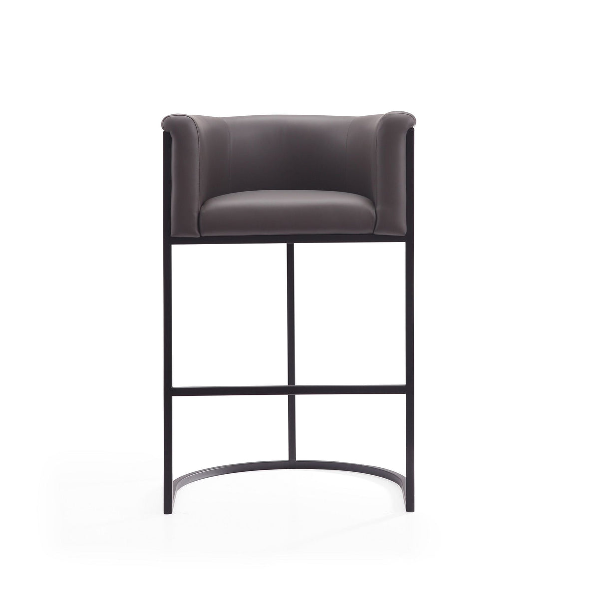 Cosmopolitan Stool with Upholstered Seat and Metal Frame gray upholstery, black metal legs, counter height on Tampa Home & Garden Store