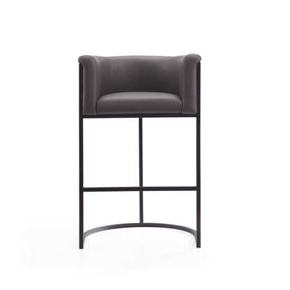 Cosmopolitan Stool with Upholstered Seat and Metal Frame gray upholstery, black metal legs, counter height on Tampa Home & Garden Store
