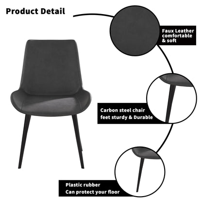 HouseOfZazla black faux-leather dining chair with metal legs, set of 2 on Tampa Home & Garden Store