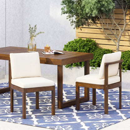 Set of Two Acacia Wood Outdoor Dining Chairs