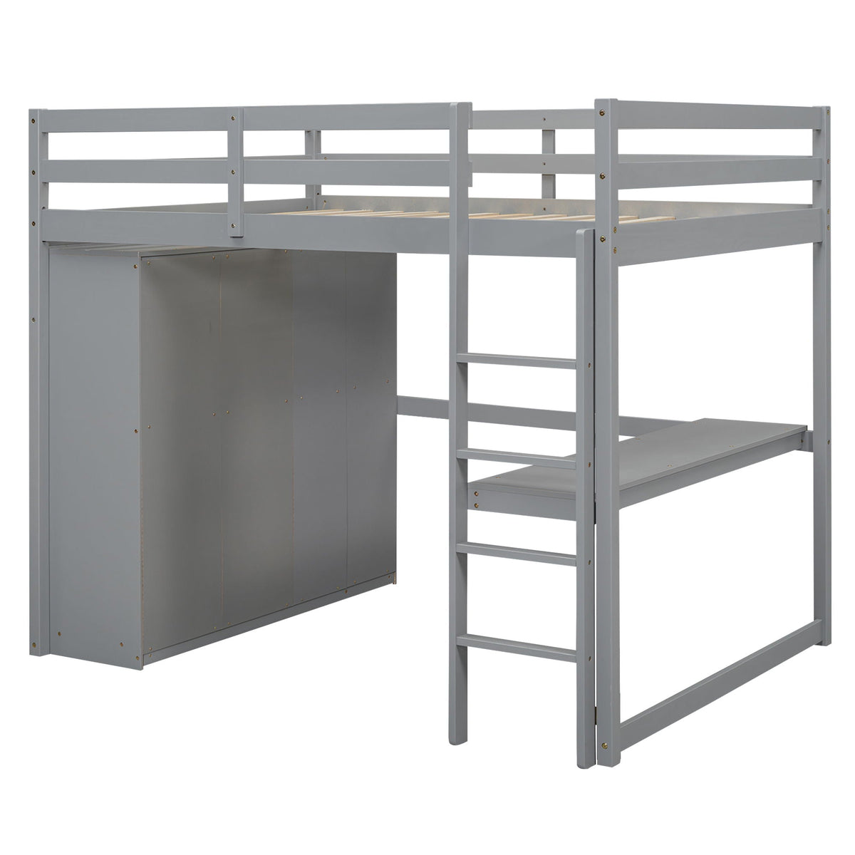Loft Bed With Built In Wardrobe, Shelves And Drawers in gray wood finish by HouseOfZazla on Tampa Home & Garden Store