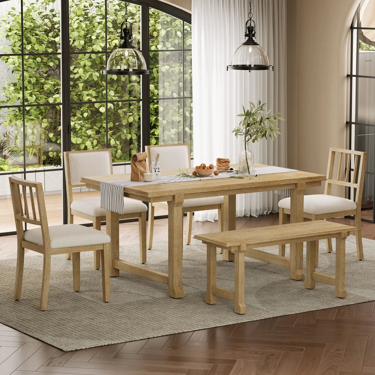 Six Piece Kitchen and Dining Room Furniture Set