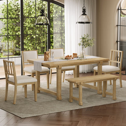Rubber Wood Six Piece Kitchen and Dining Set