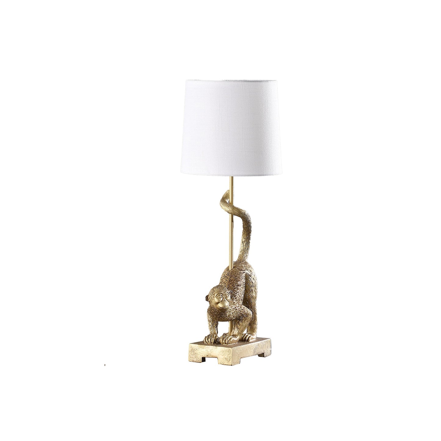 Table lamp with 24in gold capuchin monkey polyresin statue and white shade by HouseOfZazla on Tampa Home & Garden Store