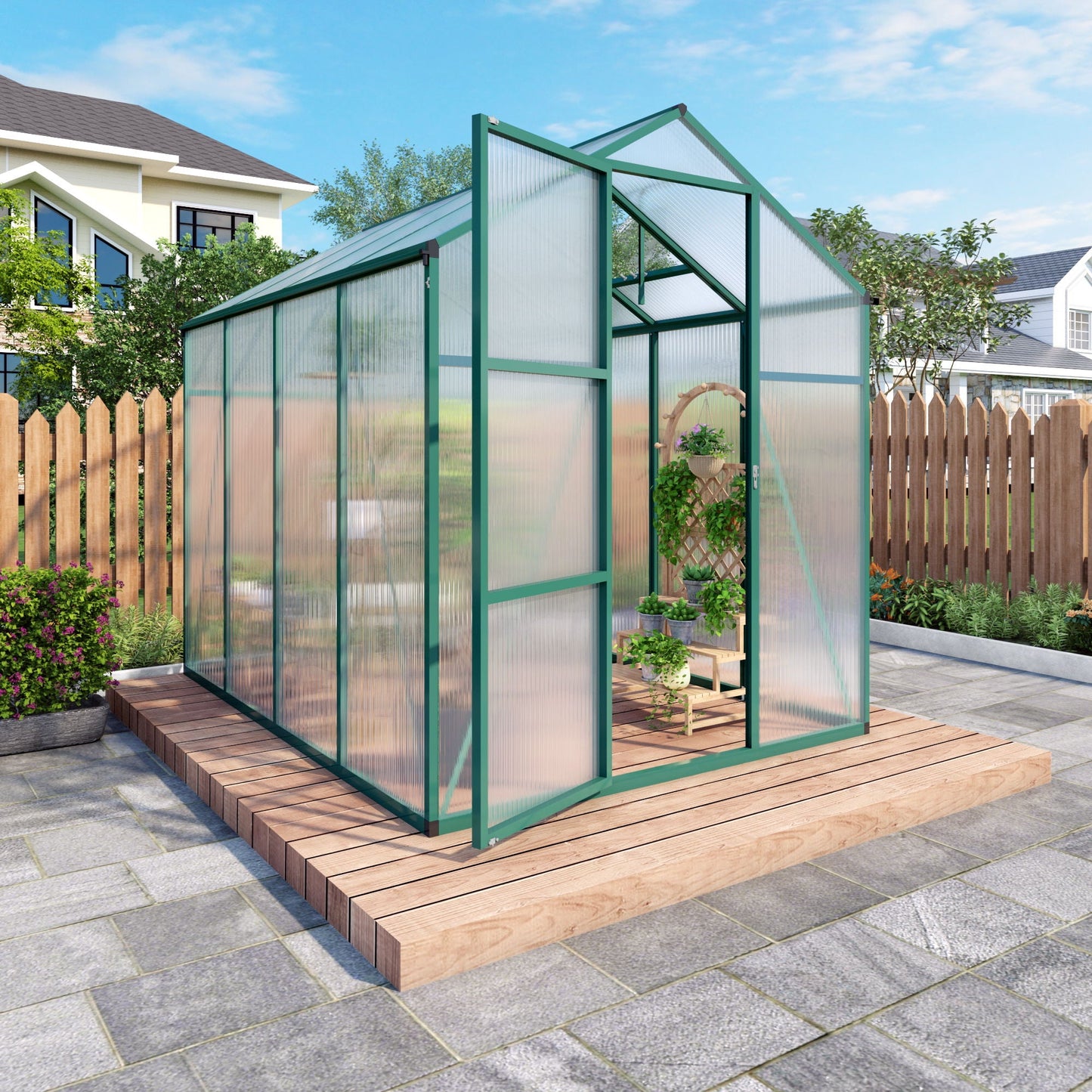 Strong Polycarbonate Walk In Greenhouse and Porch