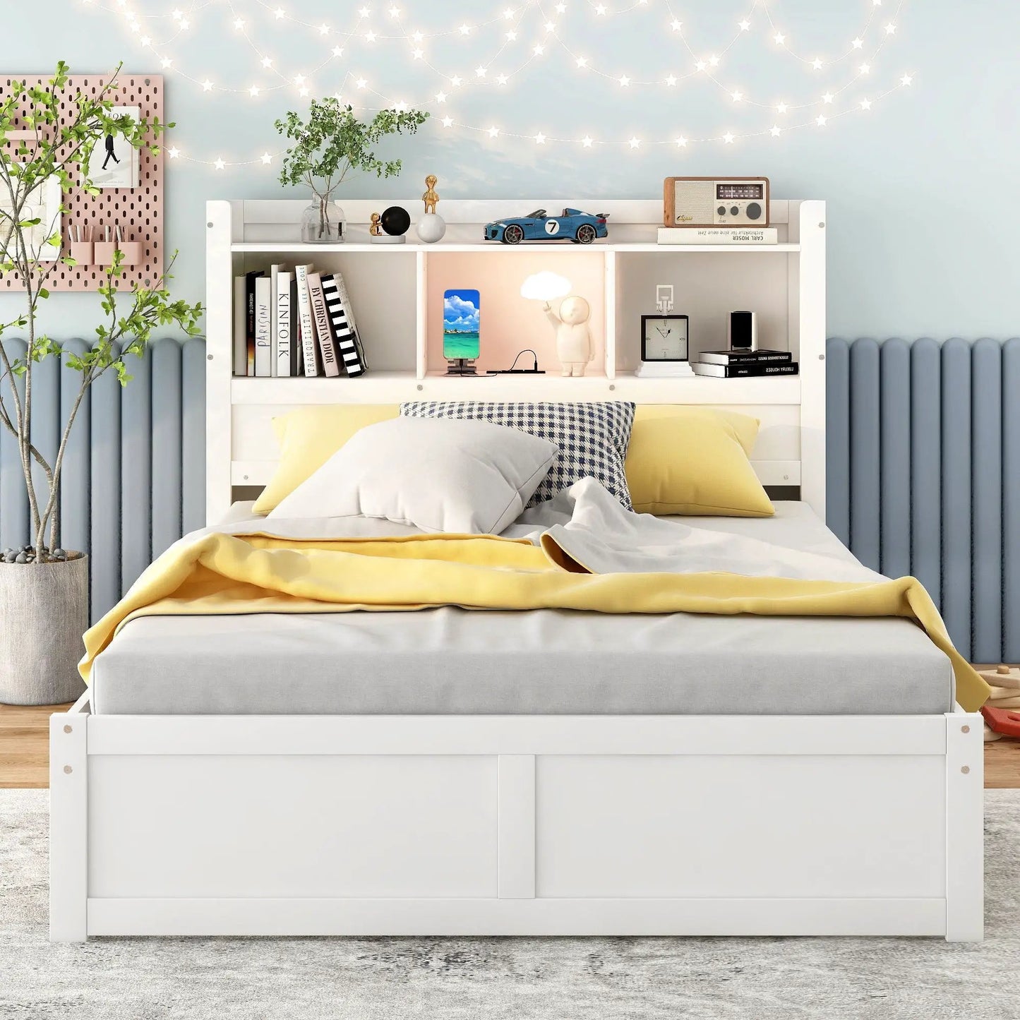 Storage Platform Bed With Shelves and Drawers
