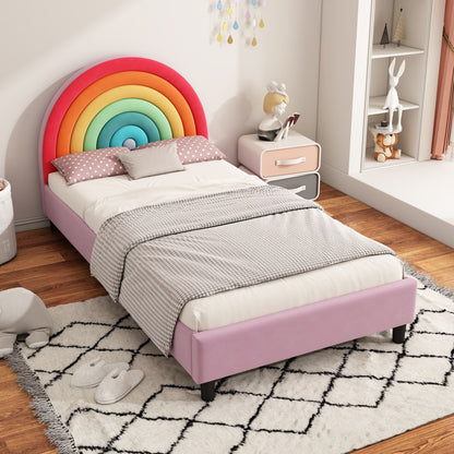 Twin platform bed rainbow design with pink frame by HouseOfZazla on Tampa Home & Garden Store