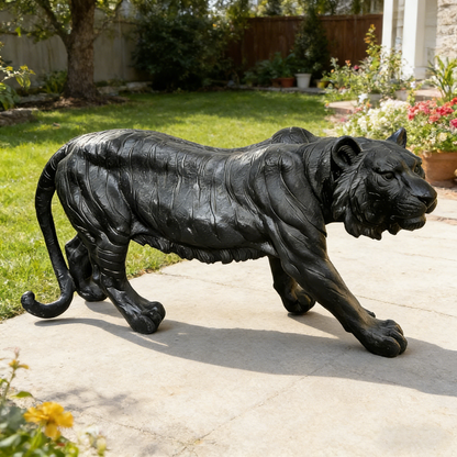 Simulated black tiger resin garden statue pair, black tiger sculptures by HouseOfZazla on Tampa Home & Garden Store