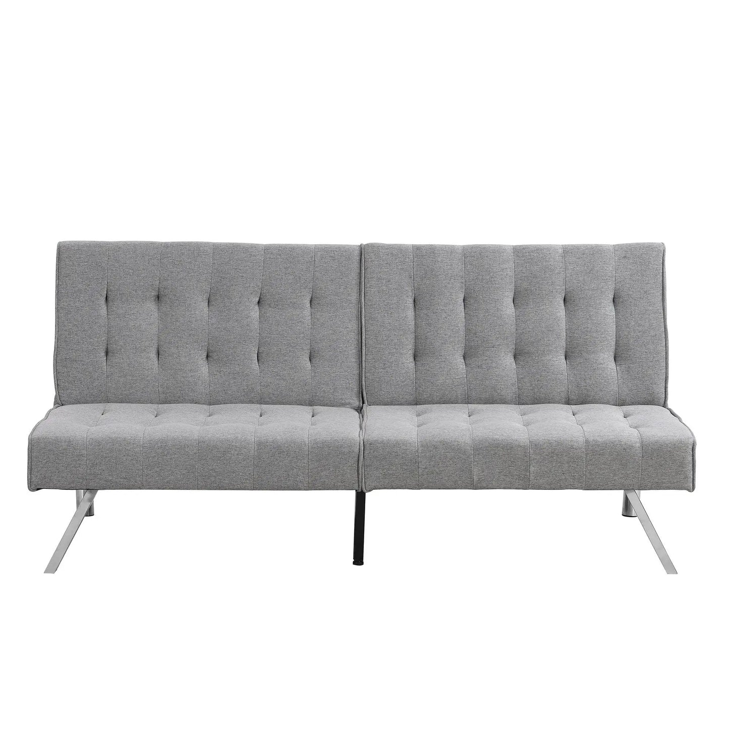 Futon Sofa Bed by Unique Piece Furniture, grey tufted fabric, metal legs, contemporary on Tampa Home & Garden Store
