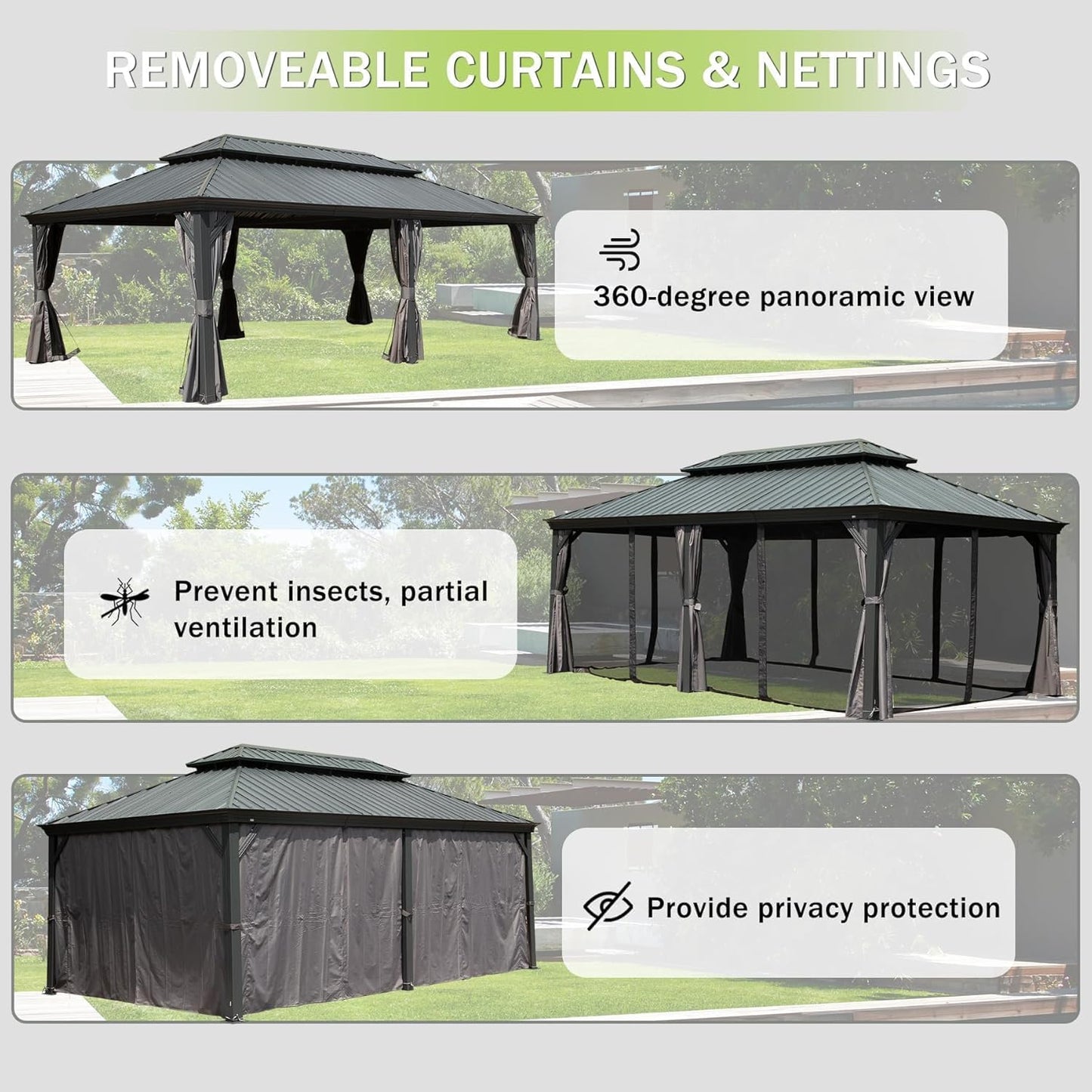 12x24ft Galvanized Steel Gazebo and Shelter