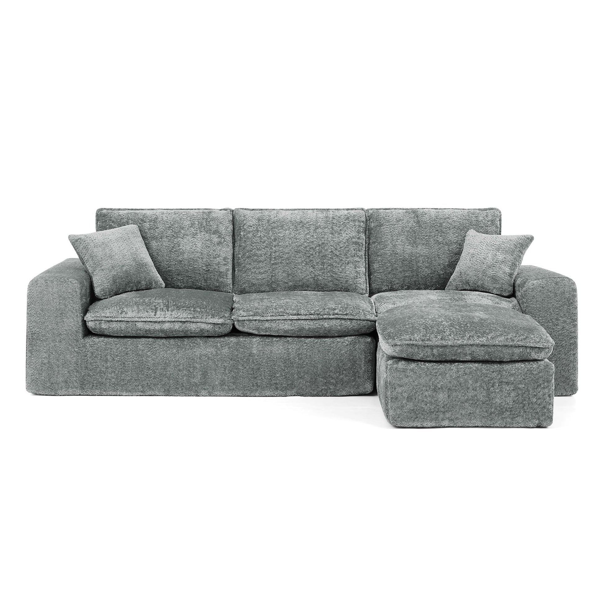 Sectional sofa with moveable ottoman, gray textured fabric, 3-piece Set by HouseOfZazla on Tampa Home & Garden Store