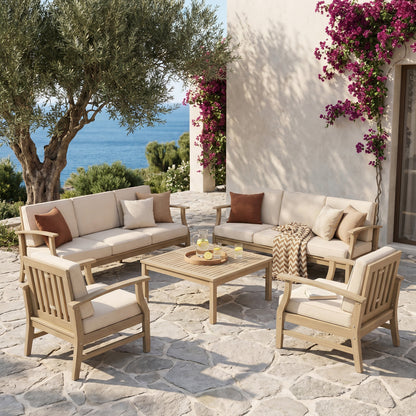 Perla Outdoor 8 Seater Sofa and Table Set