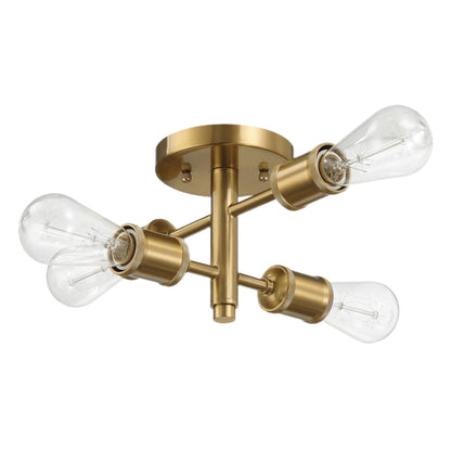 Ephemeral 4-light semi flush ceiling pendant antique brass with clear glass bulbs HouseOfZazla on Tampa Home & Garden Store