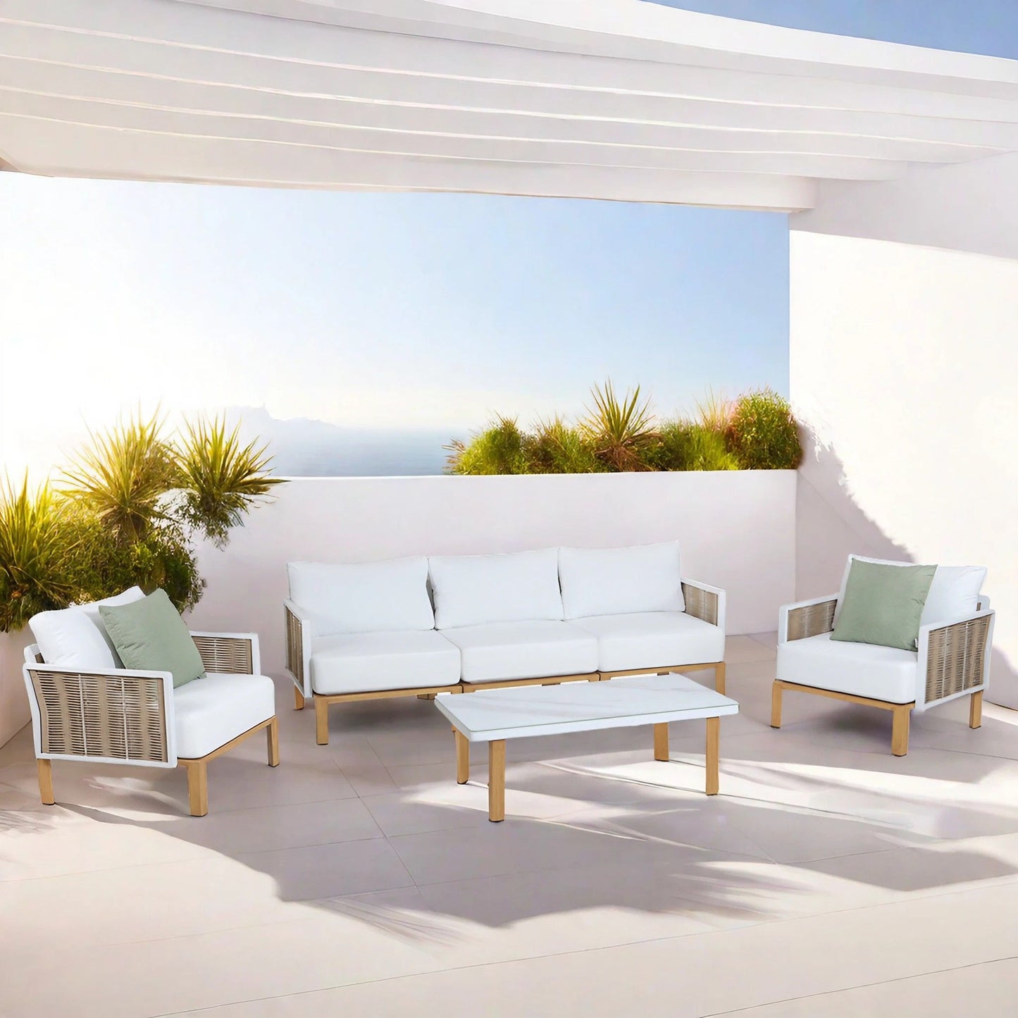 Vine White 4 Piece Outdoor Conversation Set