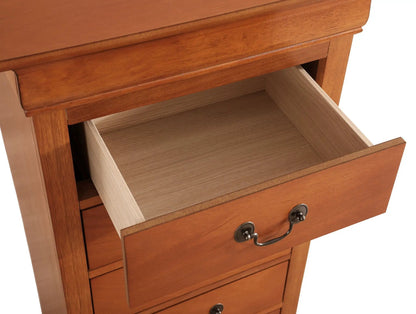Traditional style lingerie storage chest in warm wood finish with metal handles on Tampa Home & Garden Store