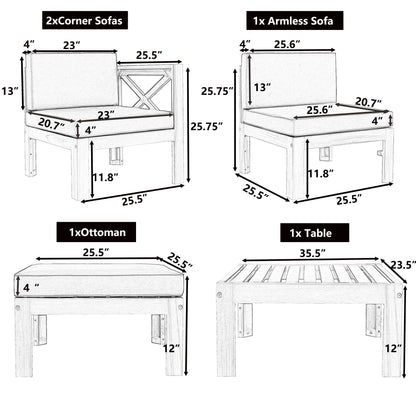 Topmax Outdoor Wood Sectional Sofa and Cushions
