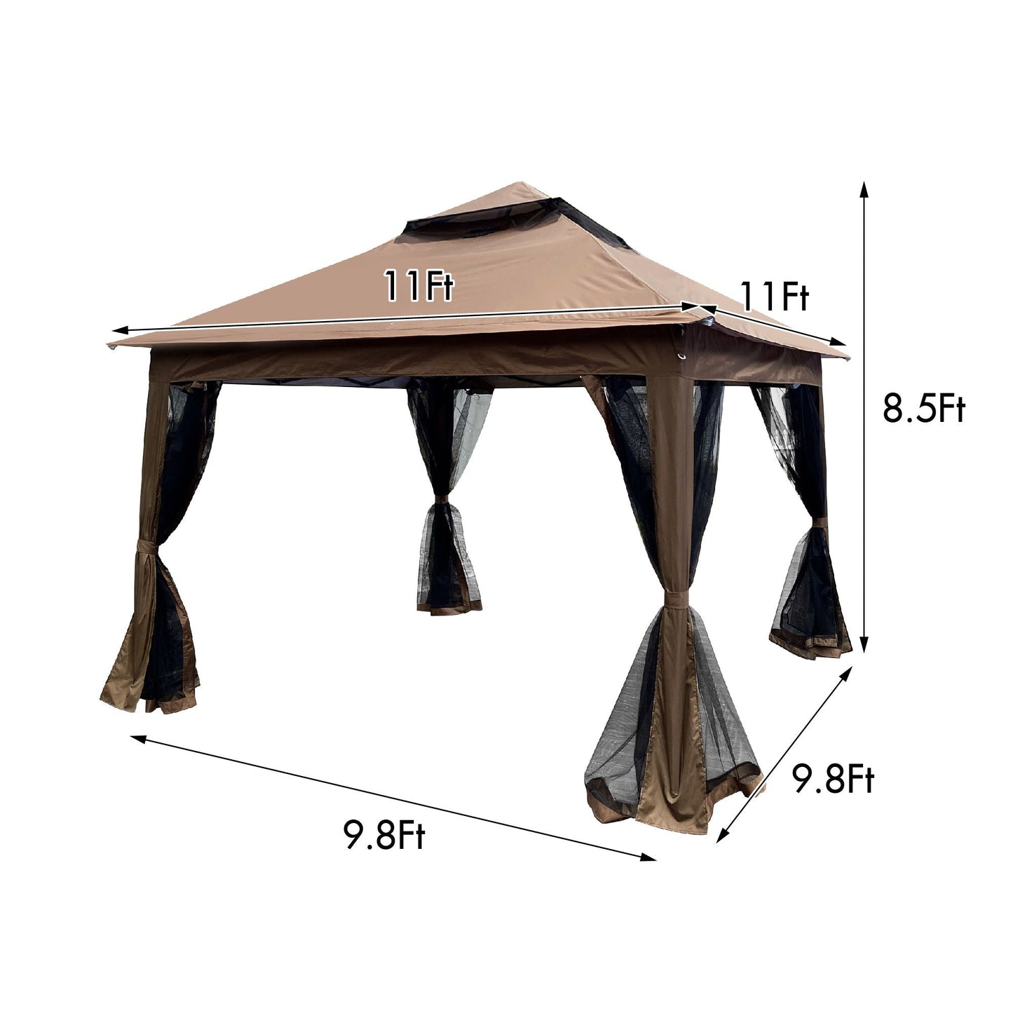 Outdoor Steel Gazebo With Mesh Nets and Canopy