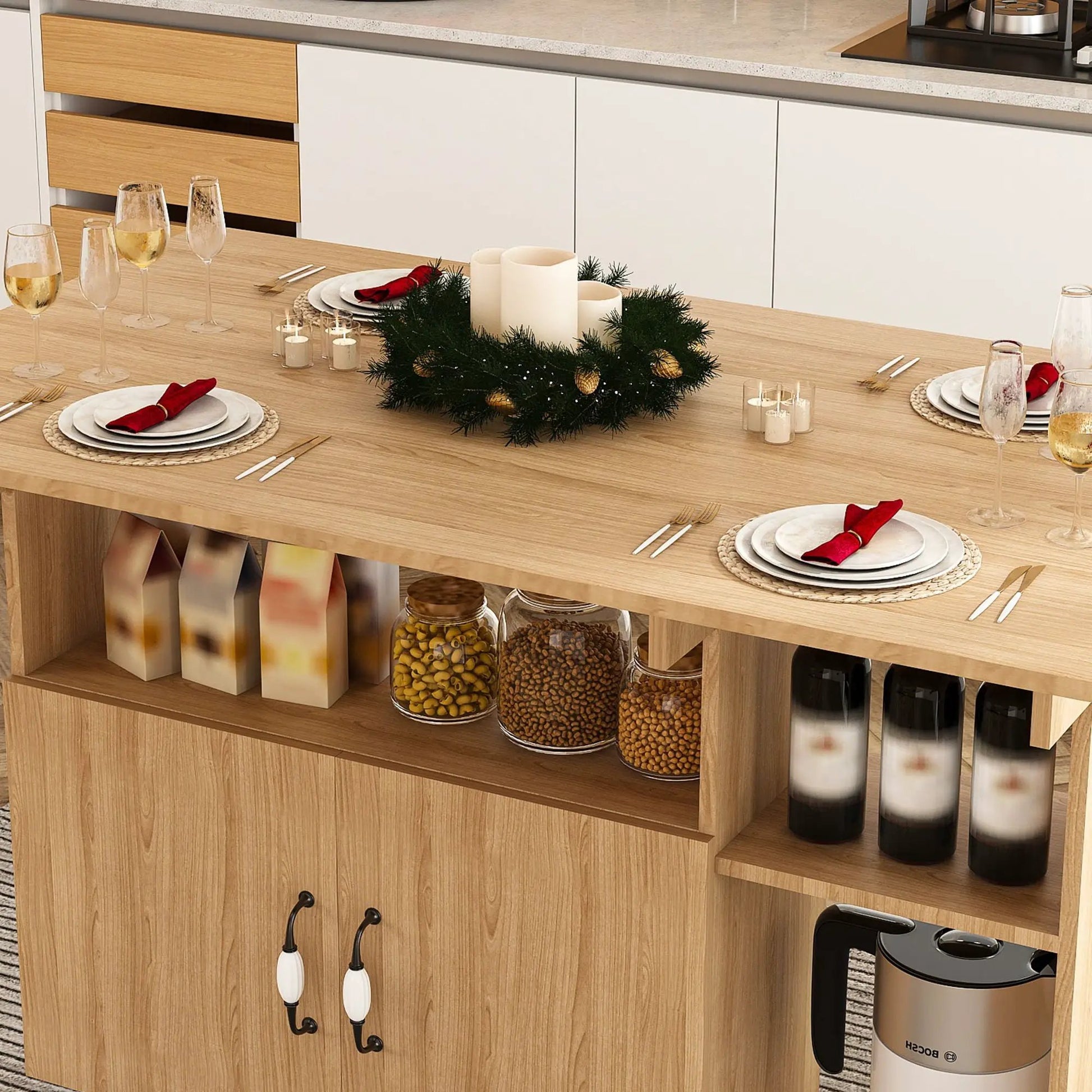 Multi Folding Island Table with Storage and Wheels Unique Piece Furniture on Tampa Home & Garden Store