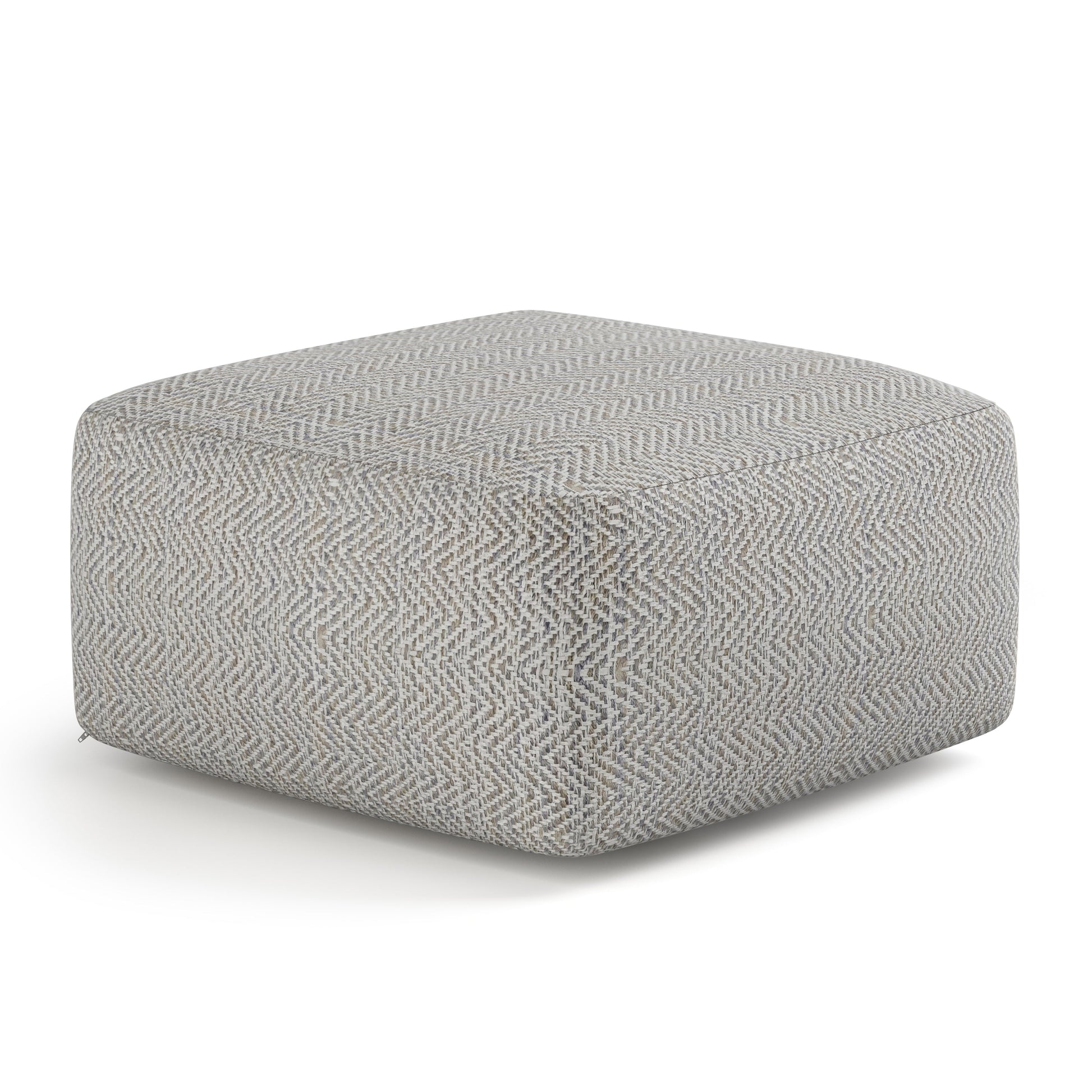 Nate square accent pouf patterned grey melange woven fabric on Tampa Home & Garden Store