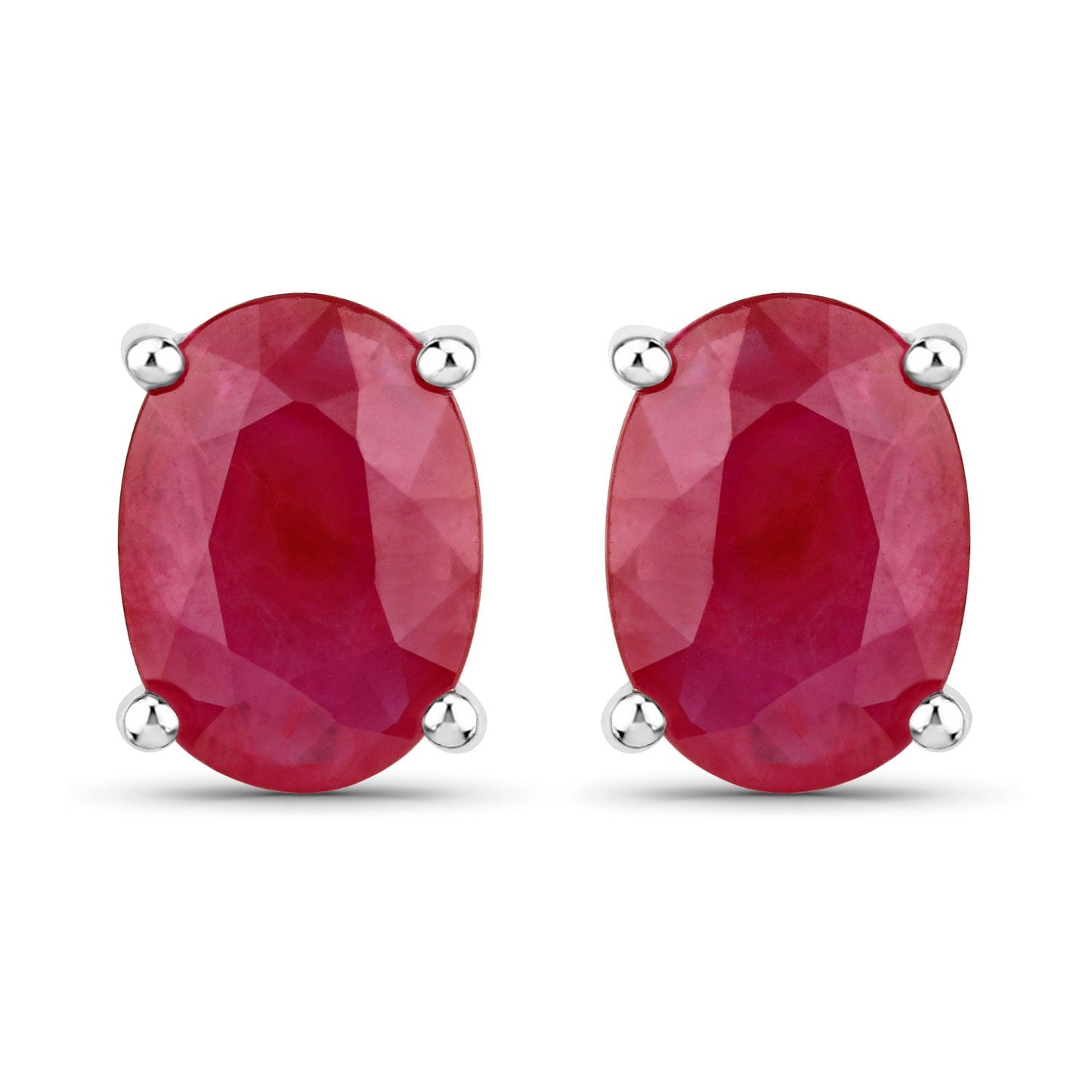 Earrings 1.70ct genuine ruby oval studs in 14K white gold, pair on Tampa Home & Garden Store