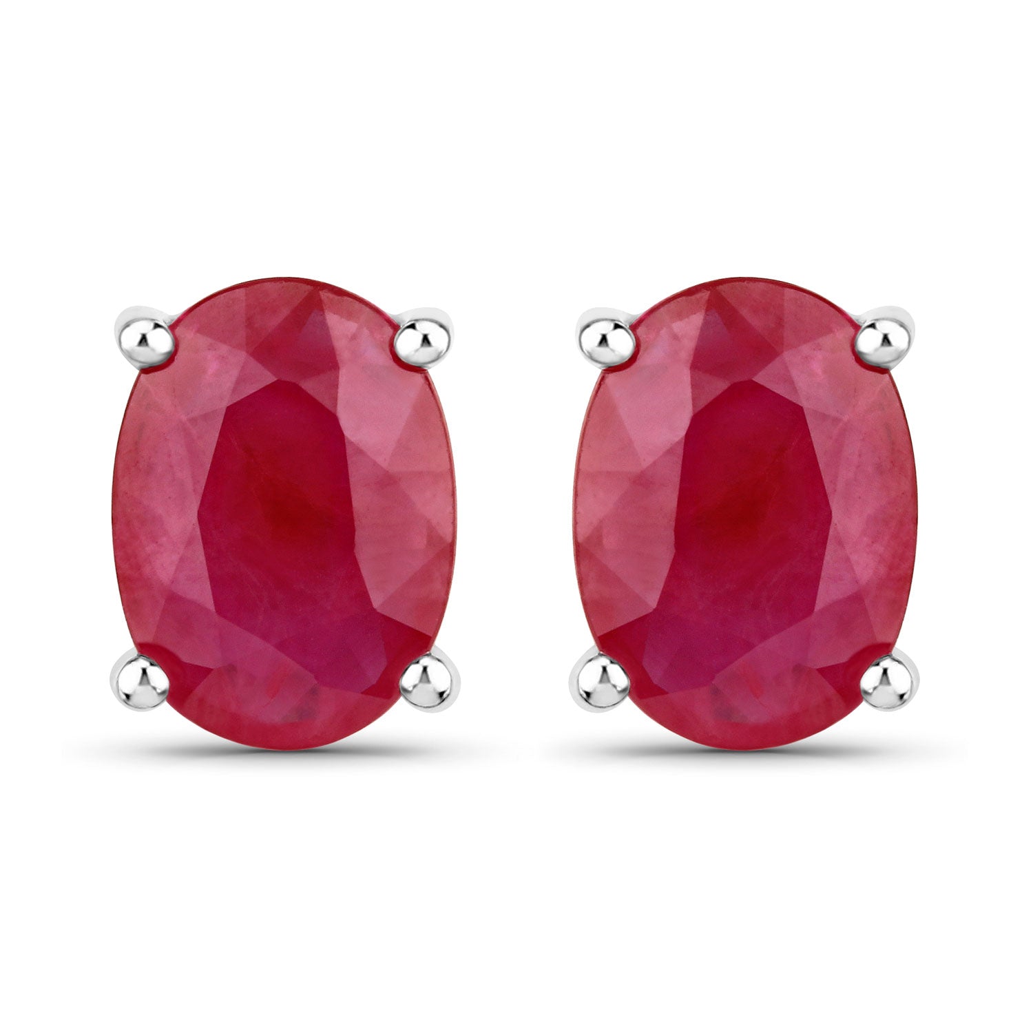 Earrings 1.70ct genuine ruby oval studs in 14K white gold, pair on Tampa Home & Garden Store