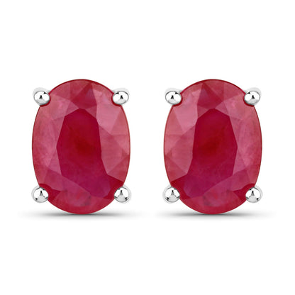 Earrings 1.70ct genuine ruby oval studs in 14K white gold, pair on Tampa Home & Garden Store